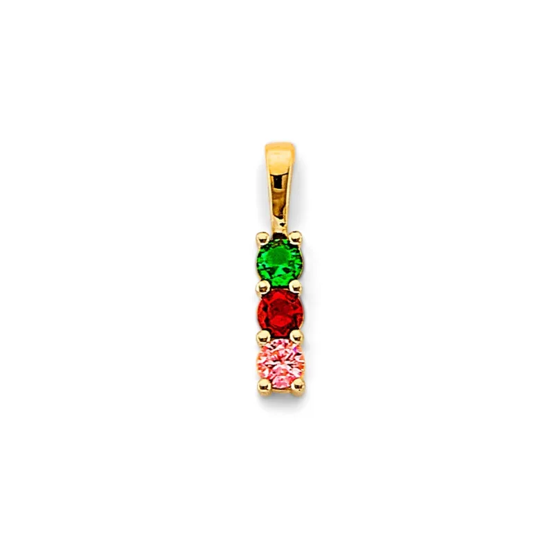 14KY CZ 3 Stone Month Pendant