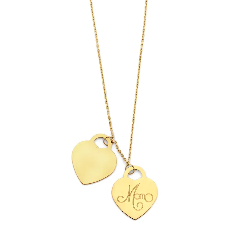 14KY Mom 2 Heart Pendant Necklace