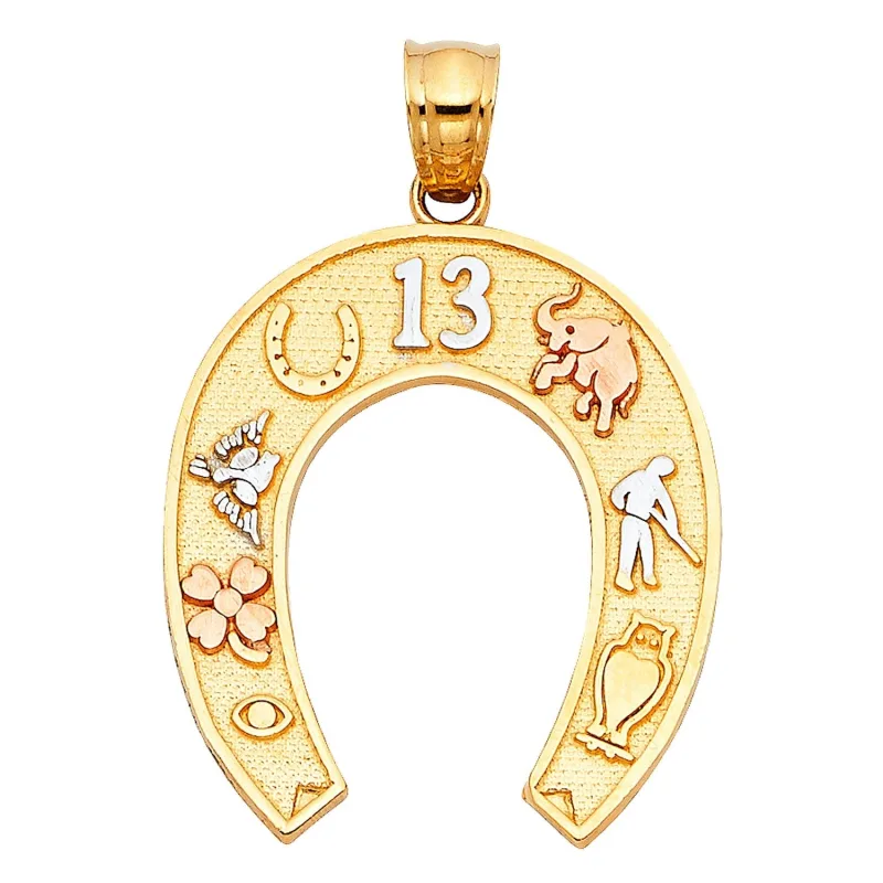 14K 3C LUCKY HORSESHOE PENDANT