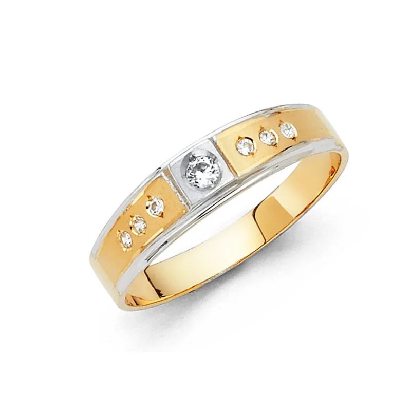 14K 2T CZ WEDDING BAND MEN (RG143)