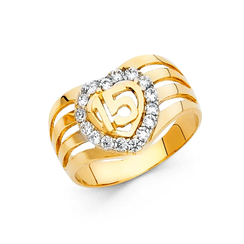 14K 15 YRS CZ RINGS (RG669)