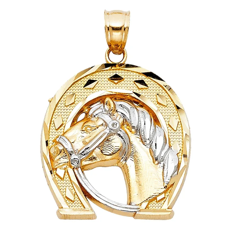 14K 2T LUCKY HORSESHOE PENDANT