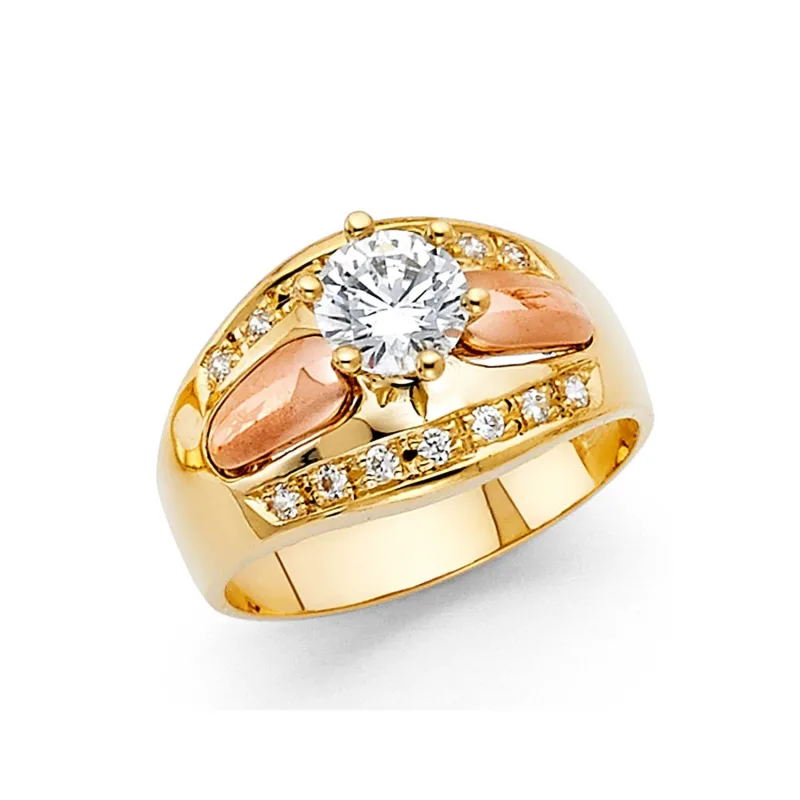 14K 2T CZ ENG RING