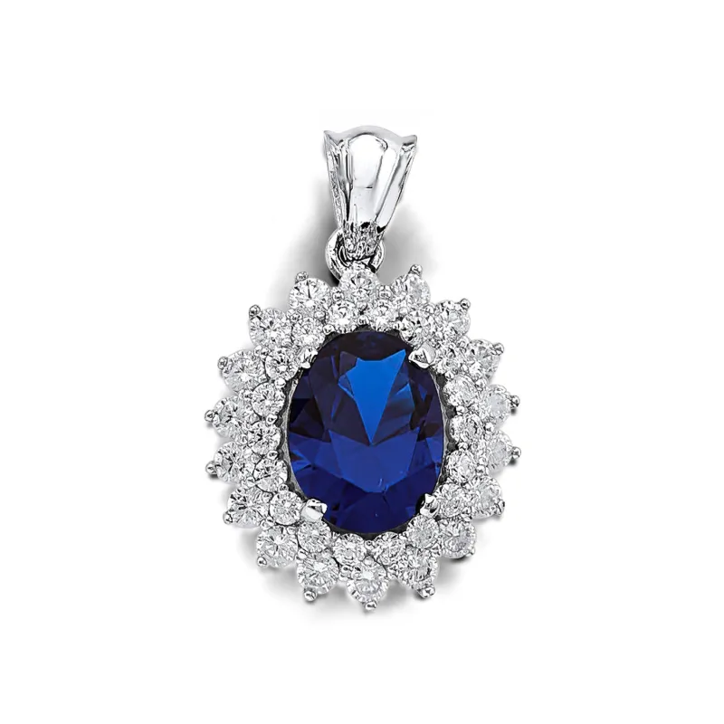 14KW Blue CZ Pendant / Set
