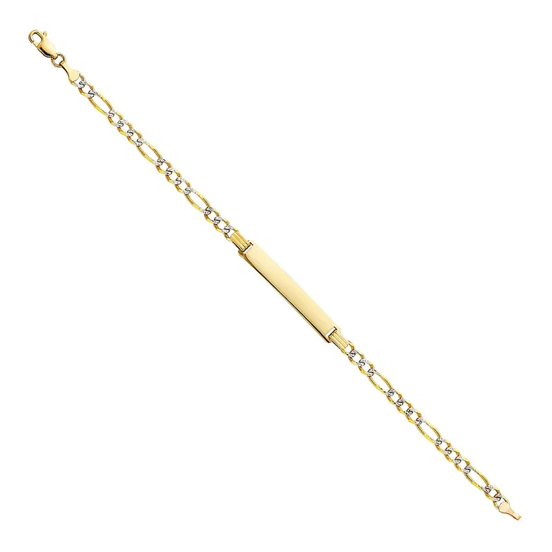 14K 100 FIGARO 3+1 WP ID BRACELET