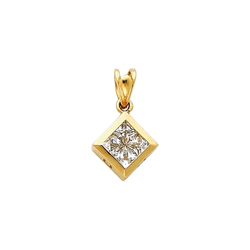 14KY CZ SQUARE PENDANT (PT695)