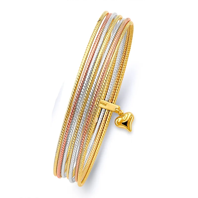 14K 3C 7Days Hollow Bangle - 8.25
