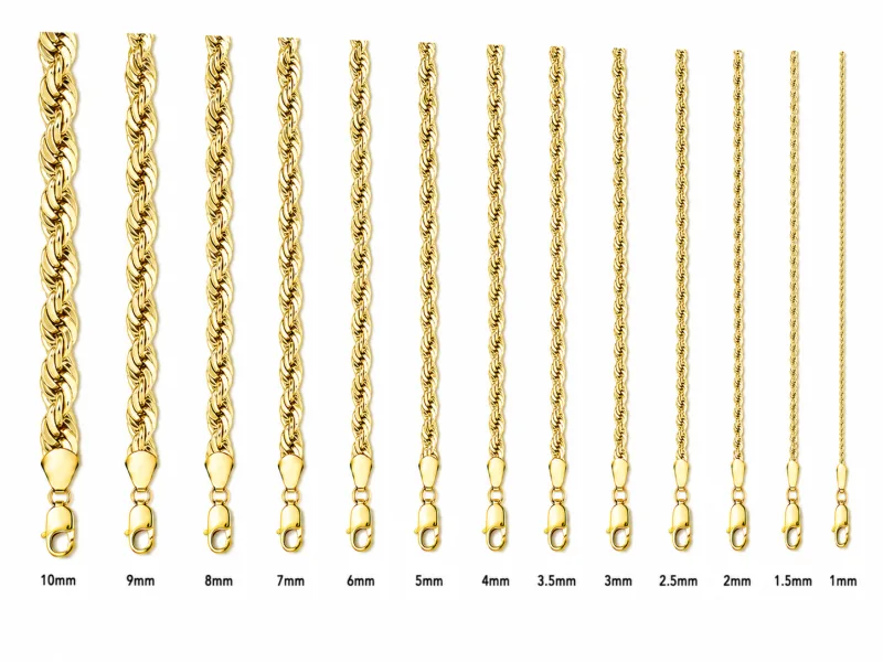 14KT Gold Bracelet Solid Diamond Cut Rope 3mm