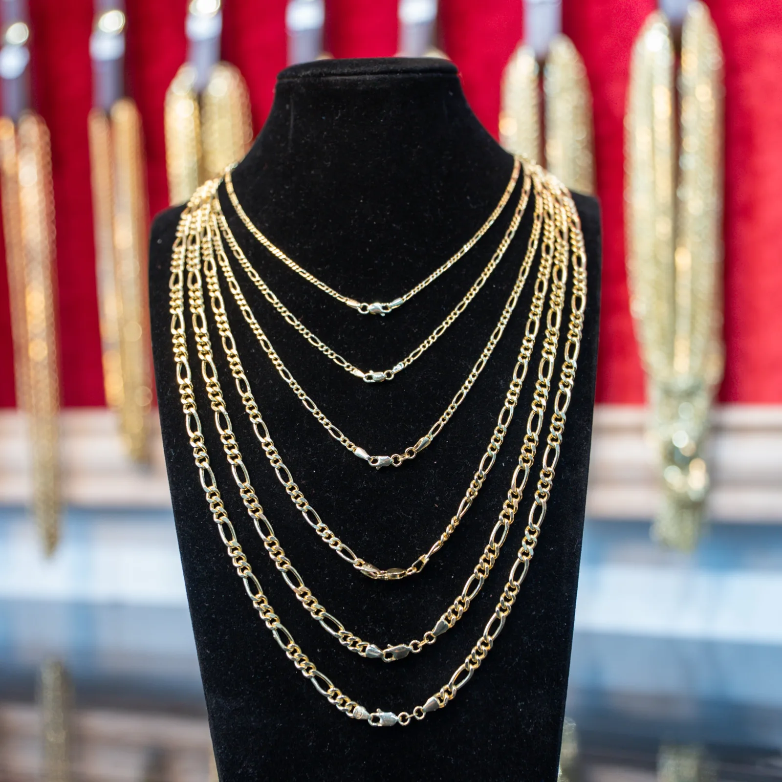 14KT Gold Chain Hollow Figaro Plain 3mm