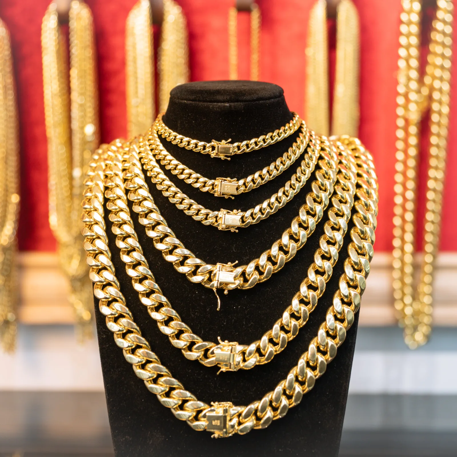 14KT Gold Chain Hollow Puffy Miami Cuban with Plain Box Clasp 6.5mm