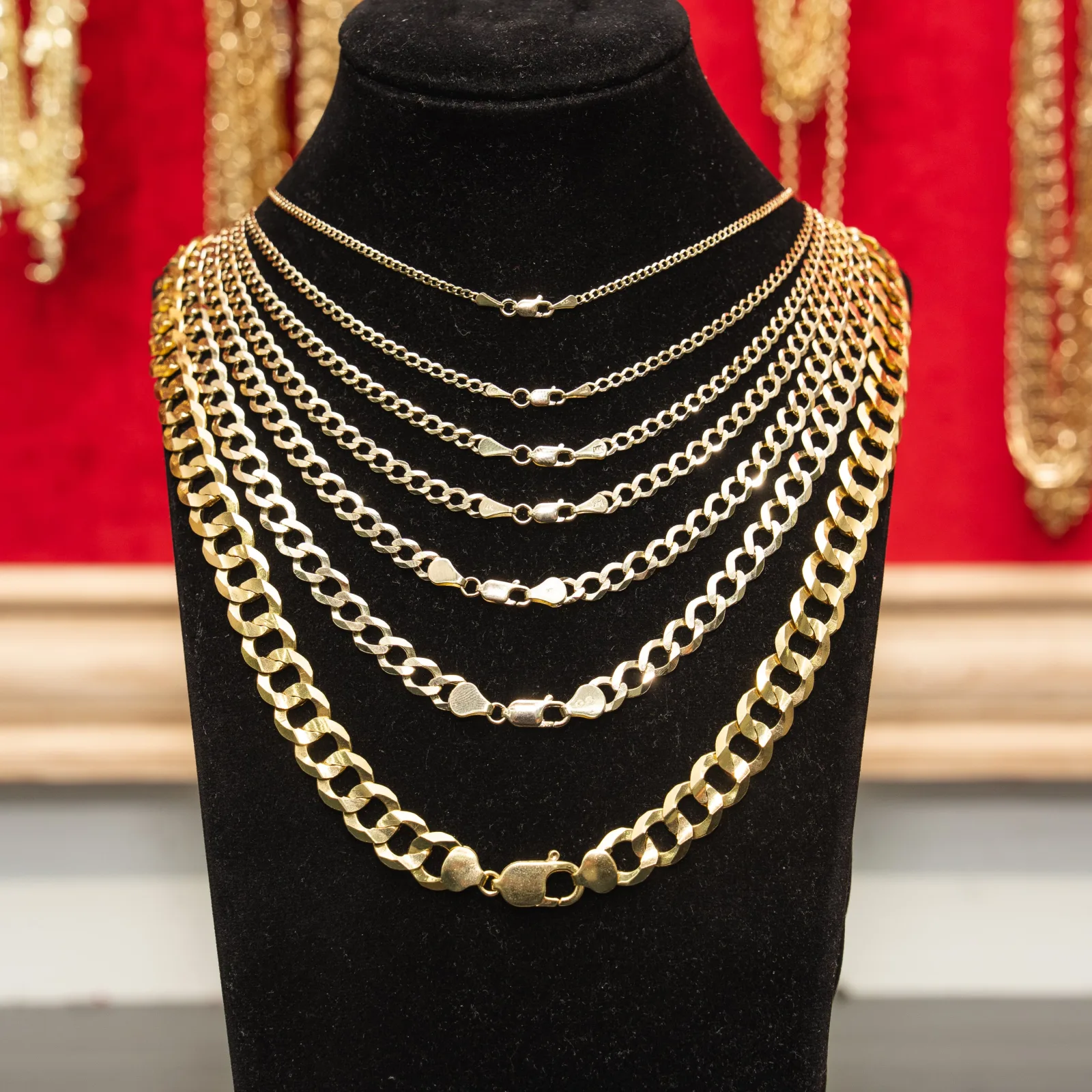 14KT Gold Chain Solid Curb 7.5mm