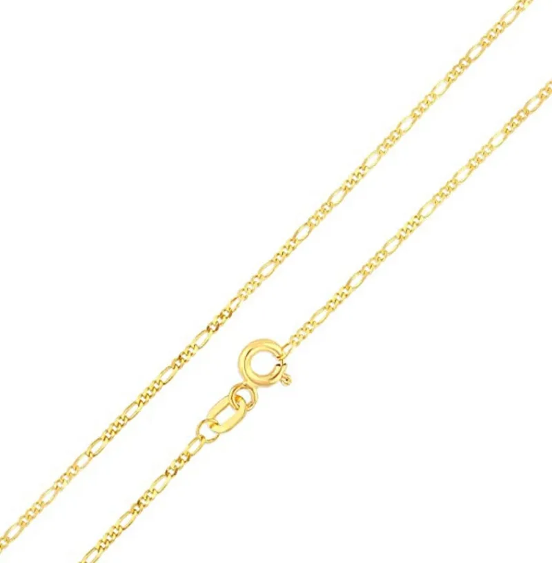 14KT Gold Chain Solid Figaro with Spring Lock Clasp 2mm