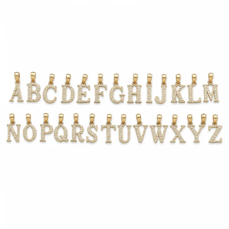 14KT Gold Charm Small Diamond Cut Letter "J" with Plain Bell