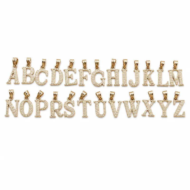14KT Gold Charm Small Diamond Cut Letter "K" with Plain Bell