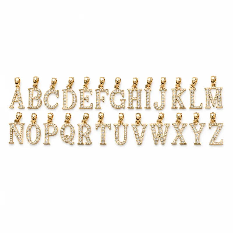 14KT Gold Charm Small Diamond Cut Letter "O" with Plain Bell