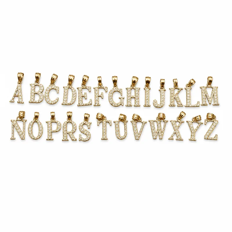 14KT Gold Charm Small Diamond Cut Letter "X" with Plain Bell