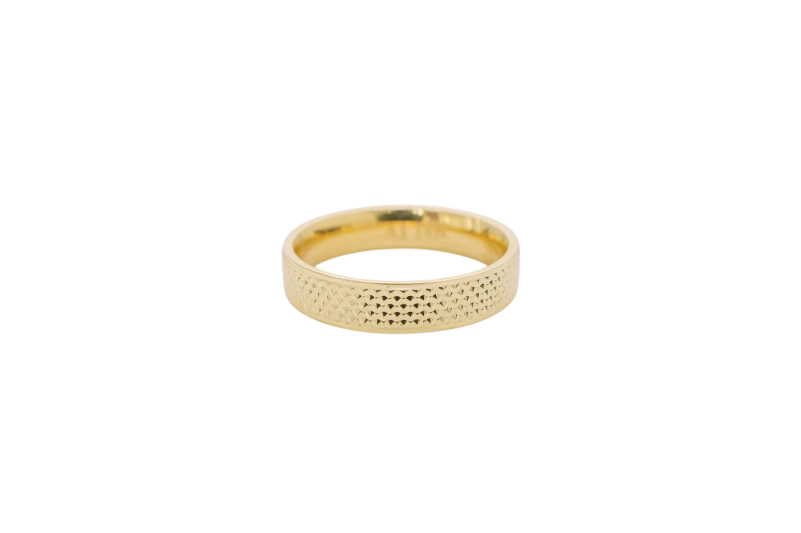 14KT Gold Ring Unisex Solid Flat Diamond Cut File Pattern No Border Band 5mm